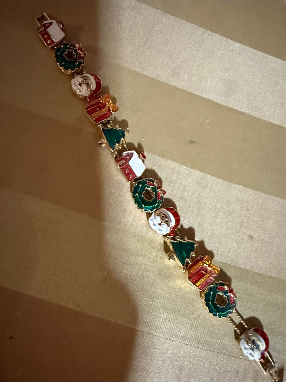 Festive Holiday Charm Bracelet - Red, Green, White